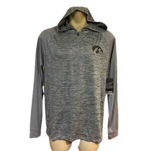 Iowa Hawkeyes Colosseum Performance Shirt Hooded 1/4 Zip Gray Shirt Men's L